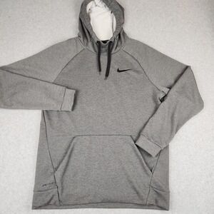 Nike Dri-FIT Mens Hoodie Gray Heathered Pullover Training Sweatshirt Large